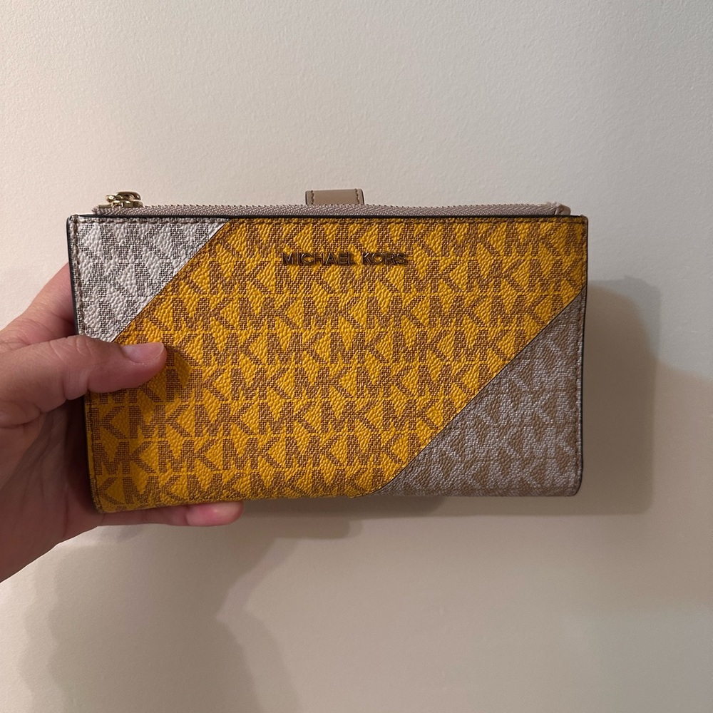 Michael Kors Yellow and Gray Signature Wallet